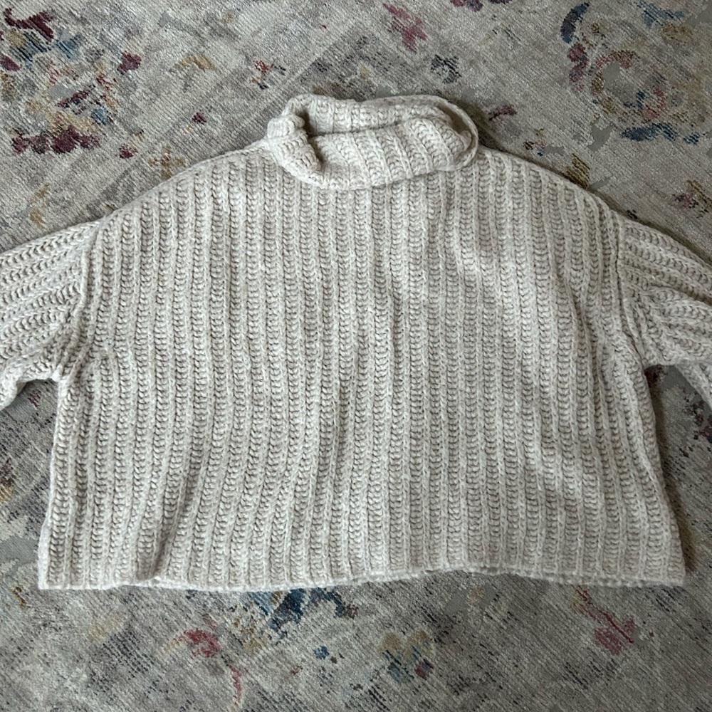Free People cowl neck cableknit sweater. Size small